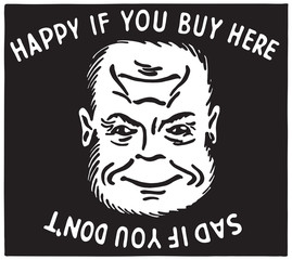 Happy If You Buy Here - Retro Ad Art Banner