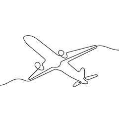 Plane continuous line vector illustration