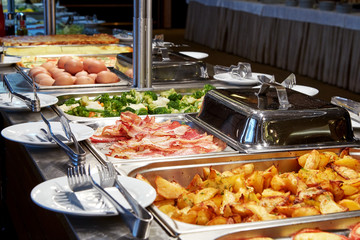 Nice buffet line in a hotel