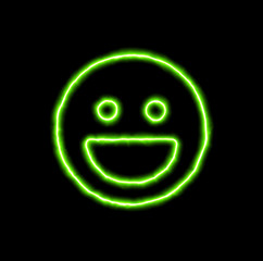 green neon symbol laugh