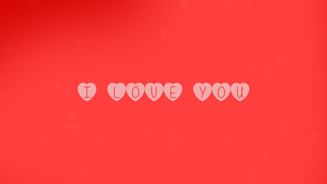 Love you Love confession. The incription is inside little cute white hearts. Red background.