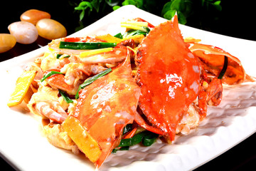 fried fish with sauce and vegetables