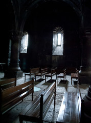 light through the monastery windows, old church