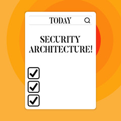 Text sign showing Security Architecture. Business photo showcasing Focus on information security all over the enterprise Search Bar with Magnifying Glass Icon photo on Blank Vertical White Screen