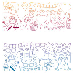 Vector pattern with bithday icons. Holiday and celebration.