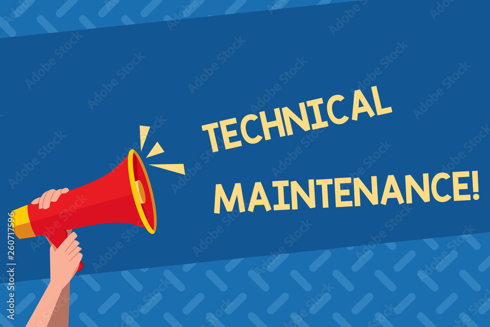 Poster handwriting text technical maintenance. conceptual photo functional checks or replacing of necessary