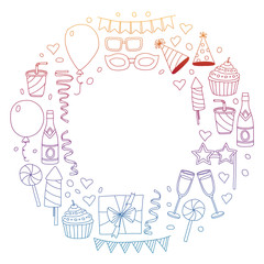 Vector pattern with bithday icons. Holiday and celebration.