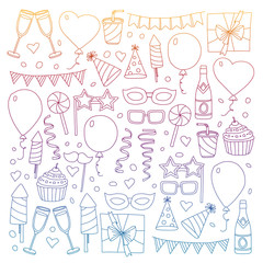 Vector pattern with bithday icons. Holiday and celebration.