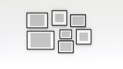 Photo frame on wall (3d rendering)