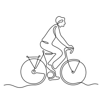 recommend clip art: Man riding a bike continuous line vector illustration