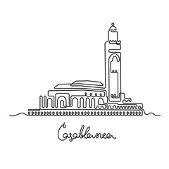 Casablanca continuous line vector illustration