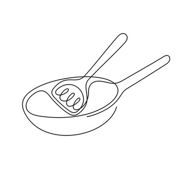 recommend clip art: Frying pan continuous line vector illustration