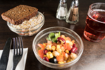 Stockholm, Sweden A side salad and bread in a lunch restaurant.
