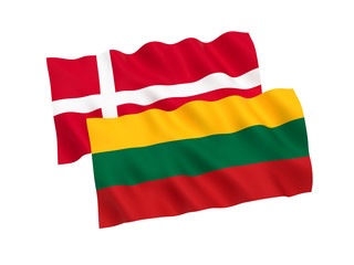 Flags of Denmark and Lithuania on a white background