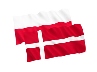 Flags of Poland and Denmark on a white background
