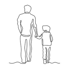 father and son walking together