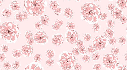Watercolor Roses, Floral Seamless Pattern.