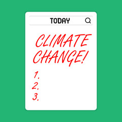 Handwriting text Climate Change. Conceptual photo difference in global or regional climate very quickly Search Bar with Magnifying Glass Icon photo on Blank Vertical White Screen