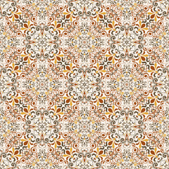 Seamless background baroque style. Vintage Pattern. Retro Victorian. Ornament in Damascus style. Elements of flowers, leaves. Vector illustration. Wallpaper, print packaging, textiles.