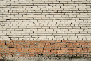 Background of ordinary old red white brick wall. City background