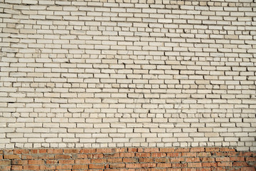 Background of ordinary old red white brick wall. City background