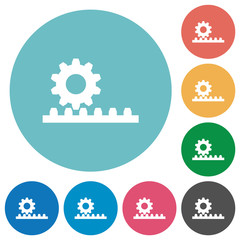 Cogwheel with rack pinion flat round icons