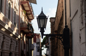 Fototapeta na wymiar Old town Panama City Lampost