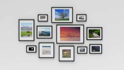 Photo frame on wall (3d rendering) - Powered by Adobe