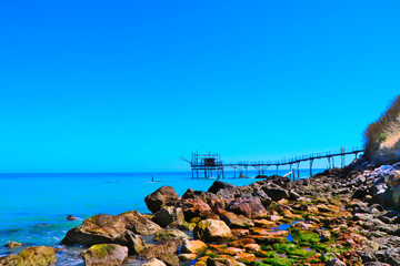 Panoramic view of an Ancient fishing machine called 
