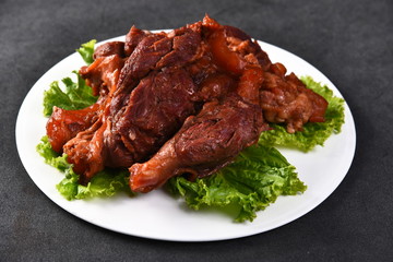 grilled meat and vegetables