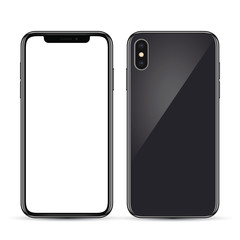 Front and back of a new generation of black smartphone in high detail