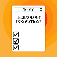 Text sign showing Technology Innovation. Business photo showcasing significant technical changes of product and processes Search Bar with Magnifying Glass Icon photo on Blank Vertical White Screen