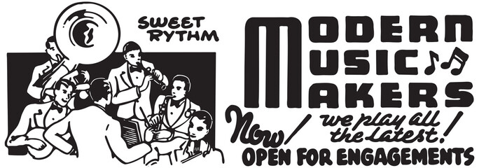 Modern Music Makers  - Retro Ad Art Banner