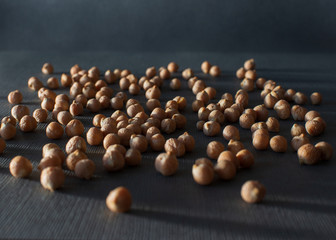 dry chickpeas on a gray background
