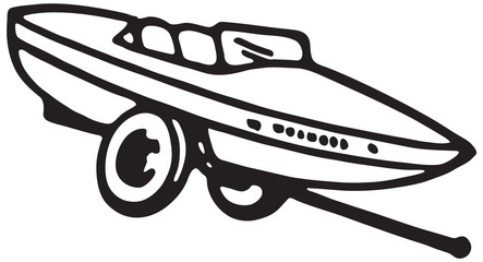 Motor Boat On Trailer  - Retro Ad Art Illustration