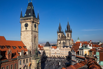Fototapeta premium Prague,Czech Republic;02242019:views of the old square in prague