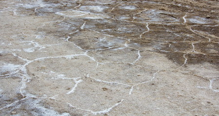 Dead Sea salt stones and crystals at the Dead Sea. Israel