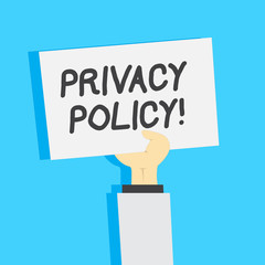 Handwriting text writing Privacy Policy. Conceptual photo statement or legal document that discloses ways party gathers Clipart of Hand Holding Up Blank Sheet of White Paper on Pastel Backdrop