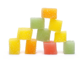 Colorful jelly sugar candies isolated on white background