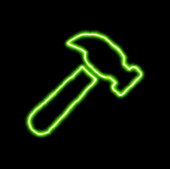green neon symbol hammer