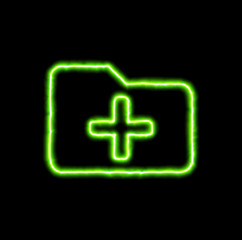 Obraz premium green neon symbol folder plus