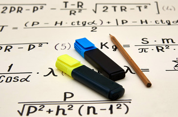 Mathematical background, handwritten formulas points