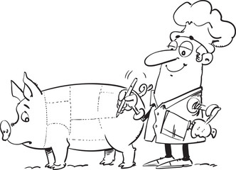 Chef and pigs