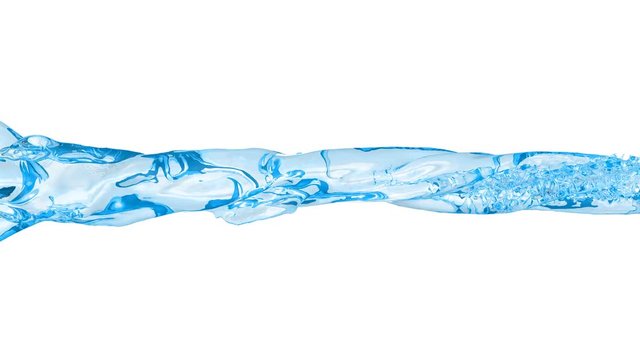3D animation of a blue water flow with alpha channel 
