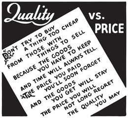 Quality Vs Price - Retro Ad Art Banner