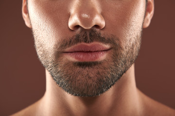 Obraz premium Low face portrait of young bristle man