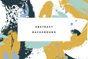Hand drawn abstract background with artistic brush strokes and paint stains. Vector design for card, banner or social media post.