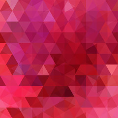 Geometric pattern, triangles vector background in red, pink  tones. Illustration pattern