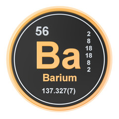 Barium Ba chemical element. 3D rendering