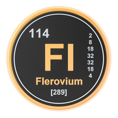 Flerovium Fl chemical element. 3D rendering